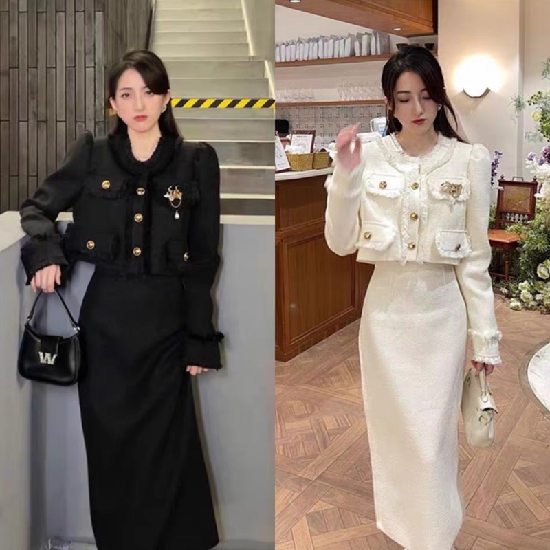 Set Dạ 4 Nắp Túi Mix Chân Váy Dáng Dài 2 Màu Cá Tính Clara Siêu Xinh