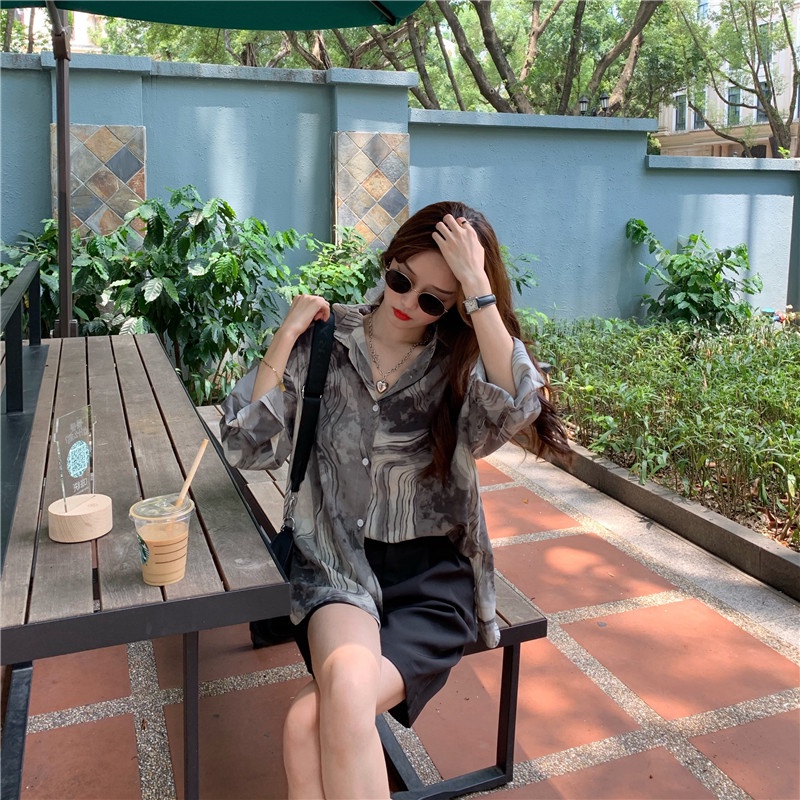 SUXI Áo Sơ Mi Dài Tay Dáng Rộng In Họa Tiết Thời Trang Mùa Xuân Dành Cho Nữ