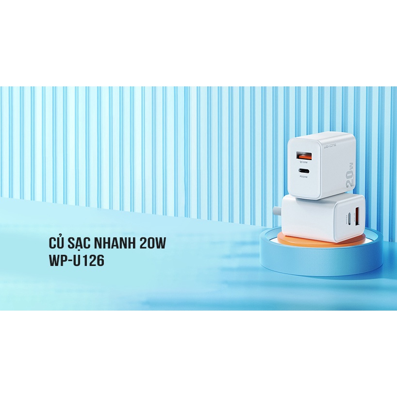 Củ Sạc Nhanh PD 20W 2 cổng WEKOME USB-C  + USB 20W  Dành cho 8/ x /11/12/13/14 PRO MAX PLUS / SAMSUNG / XIAOMI