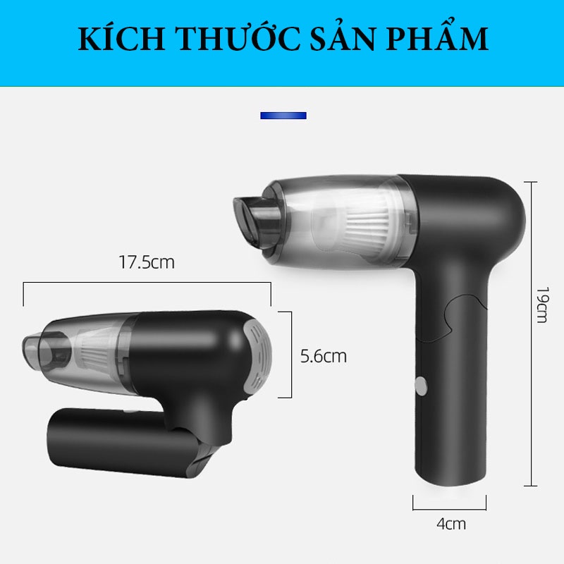 Máy Hút Bụi Cầm Tay Mini - Hút Bụi Không Dây 120W Gấp Gọn, Vệ Sinh Giường Nệm, Nhà Cửa, Ô Tô VER1 – Gia Dụng Tý Tẹo
