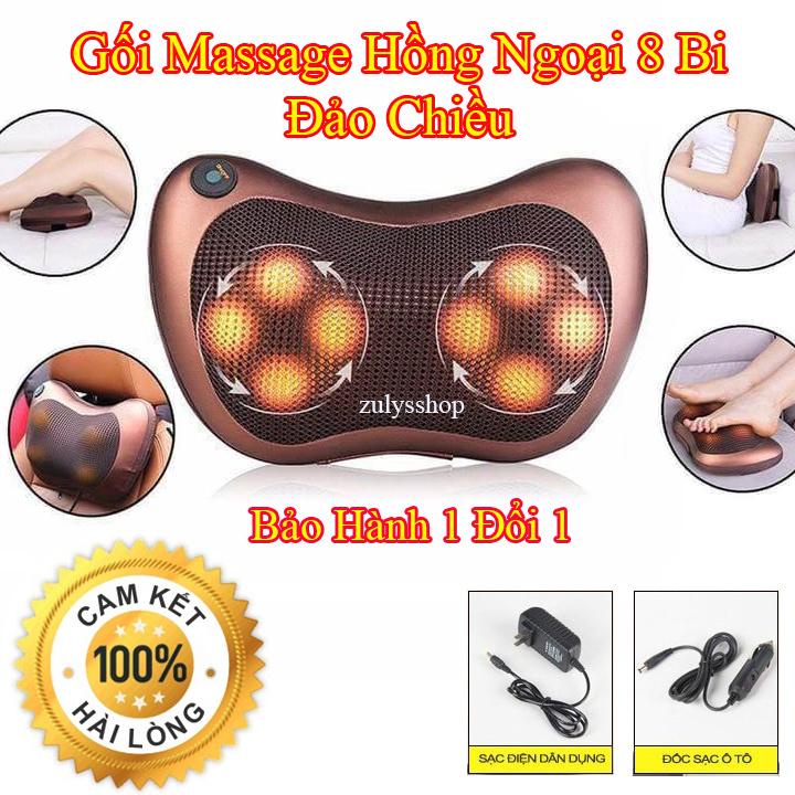 Gối Massage Hồng Ngoại 8 Bi Đảo Chiều Cao Cấp - Máy Massage Cổ Vai Gáy Toàn Thân Chính Hãng - Bảo Hành Tháng