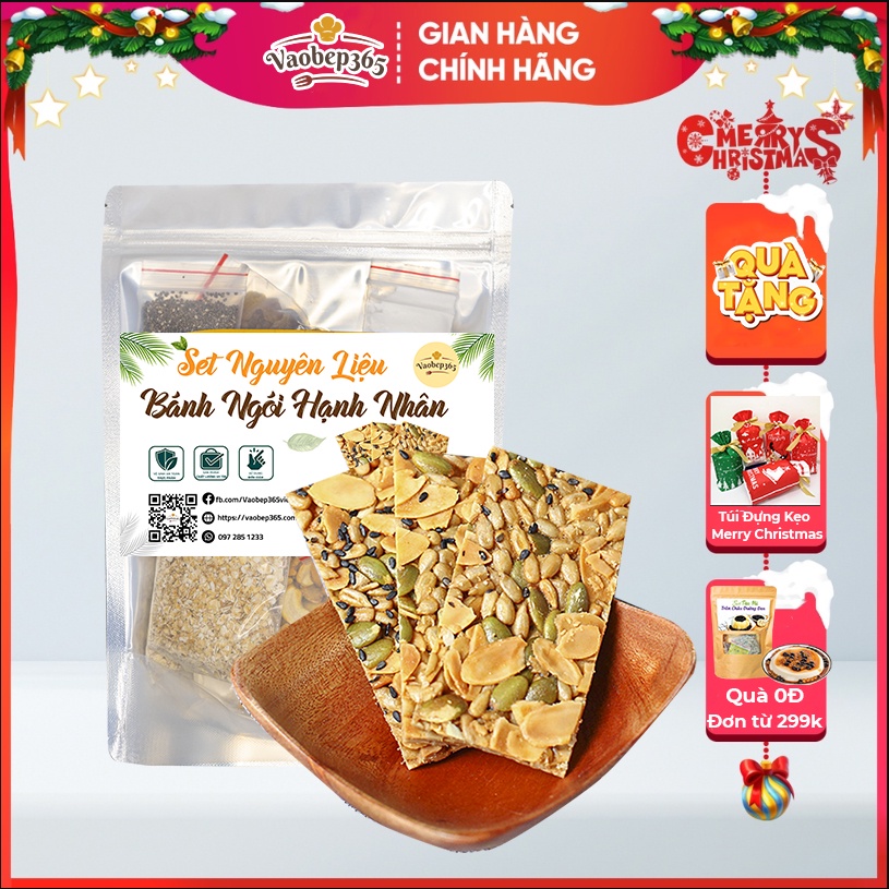 Set Nguyên Liệu Bánh Ngói Hạnh Nhân giòn rụm, bùi béo, thơm ngon 500gr Vaobep365