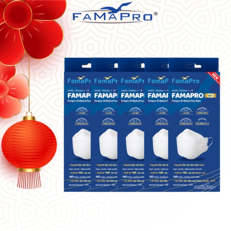  Khẩu trang y tế cao cấp kháng khuẩn 3 lớp Famapro 4D