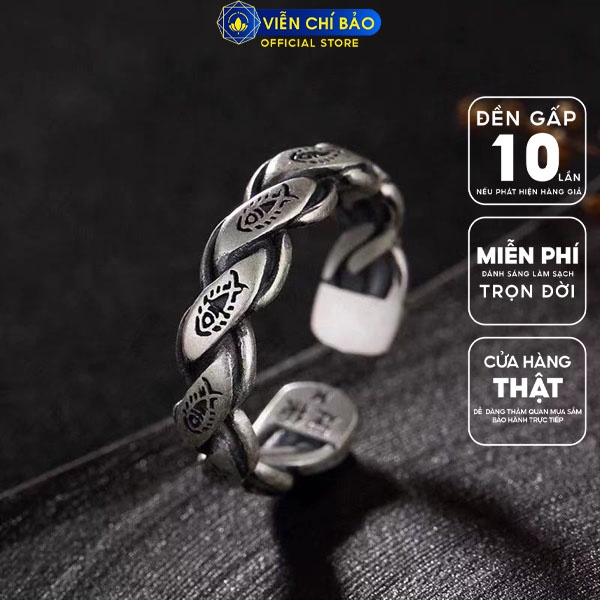 Nhẫn cá chép xích xoắn chất liệu bạc Thái 925 thời trang phụ kiện trang sức Viễn Chí Bảo N000638