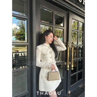Set dạ chạy viền cổ tàu