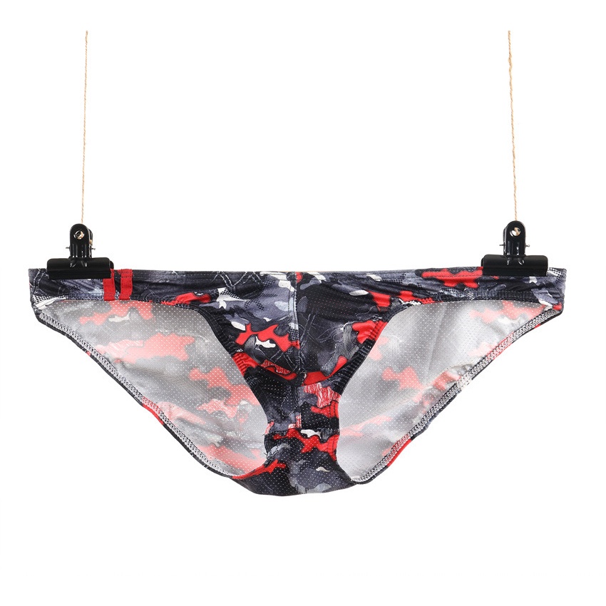 Quần Lót Lưng Thấp Phối Lưới Thoáng Khí In Họa Tiết Cá Tính Cho Nam