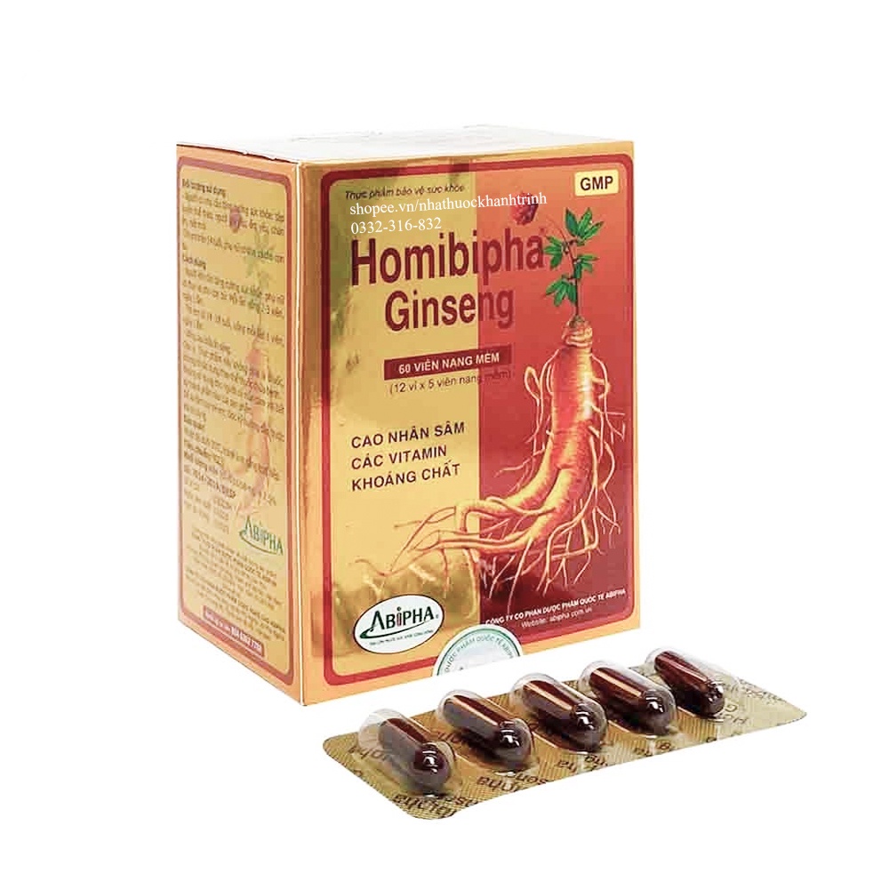 Viên uống HOMIBIPHA GINSENG - Bổ sung Cao nhân sâm,Vitamins và khoáng chất (Hộp 60 viên)