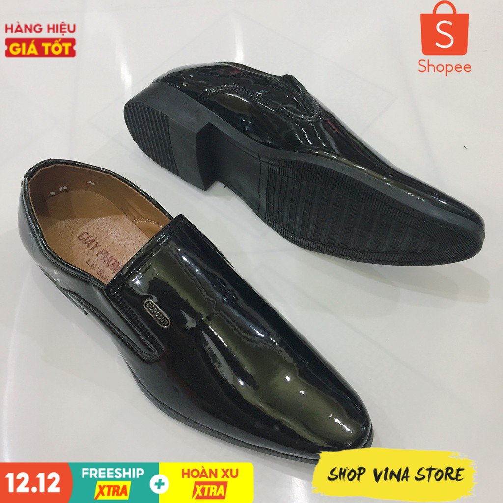 Giày tây nam da bóng đai kim loại vàng lịch lãm hàng cao cấp giá rẻ( Vina Store )