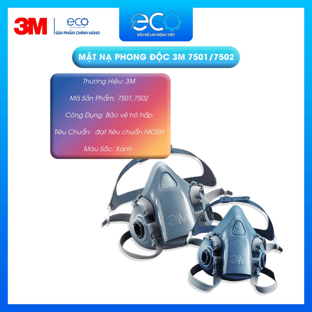 Bộ mặt nạ chống độc khói hàn 3M 7501, 7502 với tấm lọc 3M 2091 và 2097 chính hãng