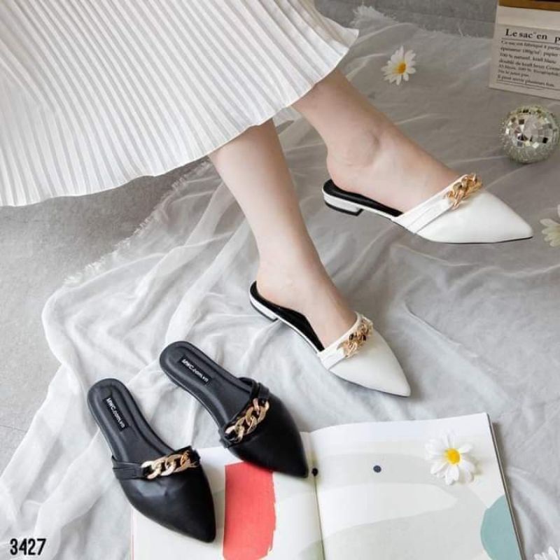 Giày sục nữ gót bệt kiểu xích nhỏ bigsize 35 đến 45