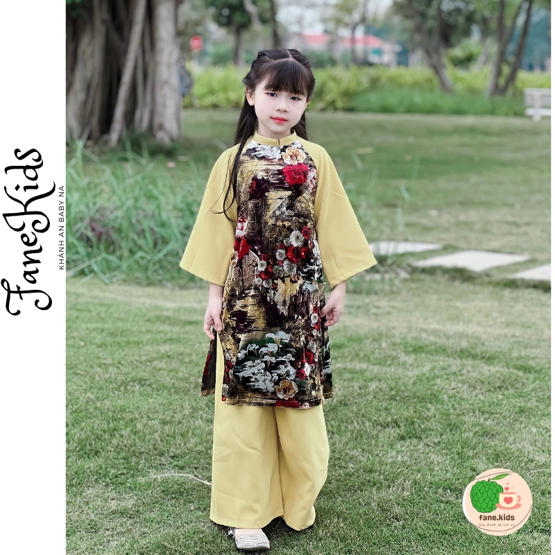 Áo Dài Thiết Kế Độc Quyền by Fanekids Mặc Tết Cho Bé Gái Tay Loe Vintage, áo dài cách tân trẻ em Khánh An Baby Na FA105