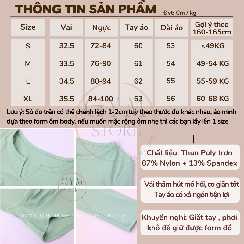 Áo Thun Dài Tay Ôm Body Thể Thao Nữ Tập Gym Yoga ❤️𝐇𝐀̀𝐍𝐆 𝐗𝐈̣𝐍❤️Thun Siêu Mềm Mịn Thoáng Mát Tôn Dáng 228