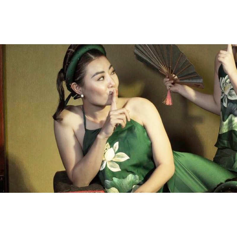 Set yếm đụp sen hoạ tiết vẽ tay