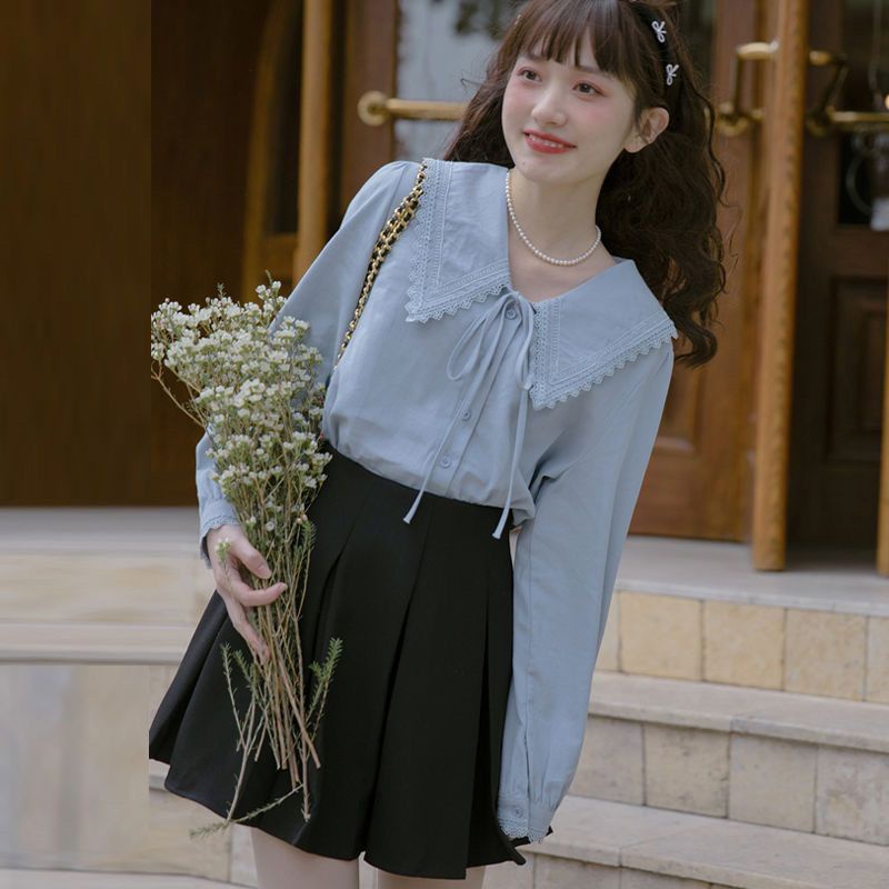 Áo Sơ Mi Dài Tay Thắt Nơ Phong Cách Pháp Cổ Búp Bê Nhỏ Phong Cách Mới Dành Cho Nữ Tuổi Trung Niên