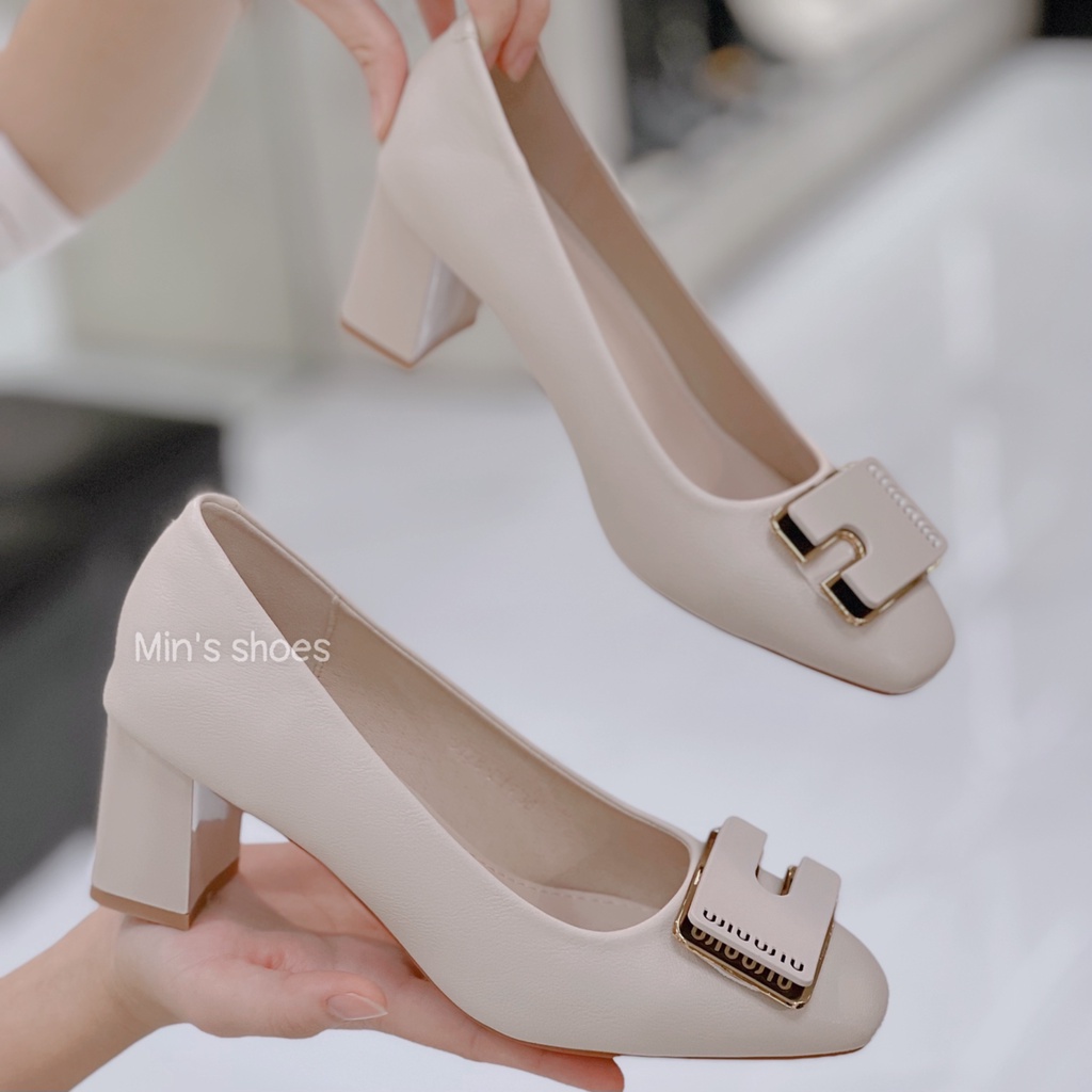 Min's Shoes - Giày Gót Vuông Công Sở Da mềm Cao Cấp VN117 Form Rộng Nên Đi Lùi Size