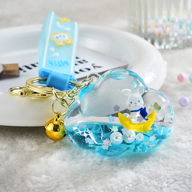 Móc Khóa Thỏ / Mặt Trăng Bằng Acrylic Lấp Lánh