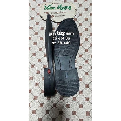 đế giày tây có gót cao 3cm size 38>->42 màu đen