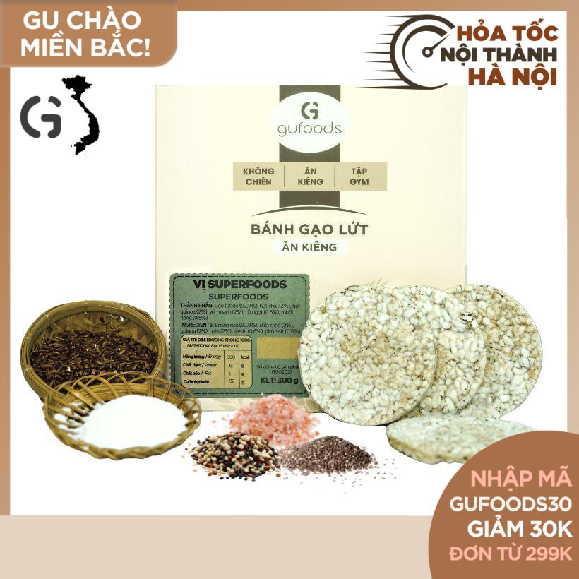 Bánh gạo lứt superfoods GUfoods - Mix siêu hạt chia + diêm mạch + yến mạch - Ăn kiêng, Tập gym, Thực dưỡng