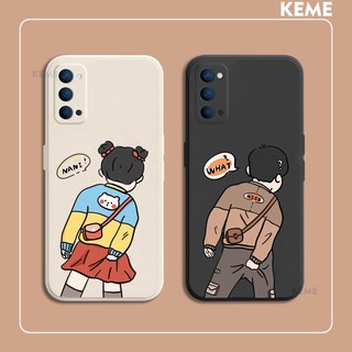[Viền vuông][Bảo vệ camera] Ốp lưng Oppo Reno 4 hình boy và girl cute
