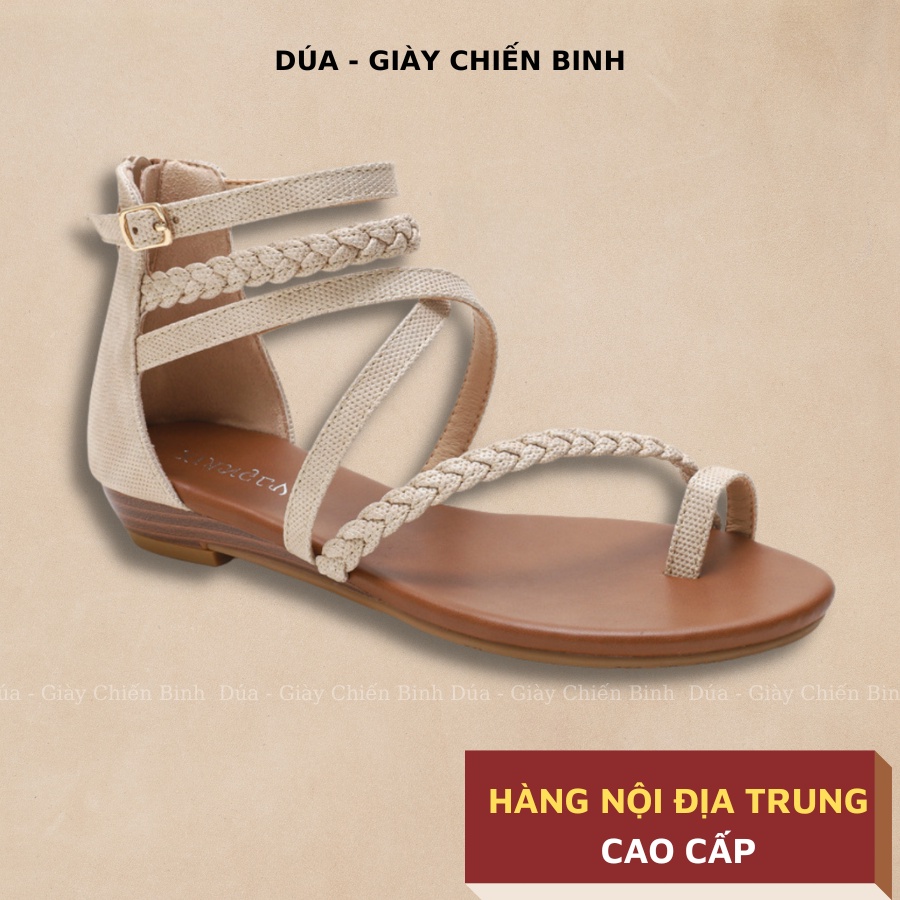 Giày Sandal Nữ Chiến Binh Phong Cách Boho Xỏ Ngón Cao 1.5 Phân Nội Địa Trung, Giày Sandal Thổ Cẩm N30