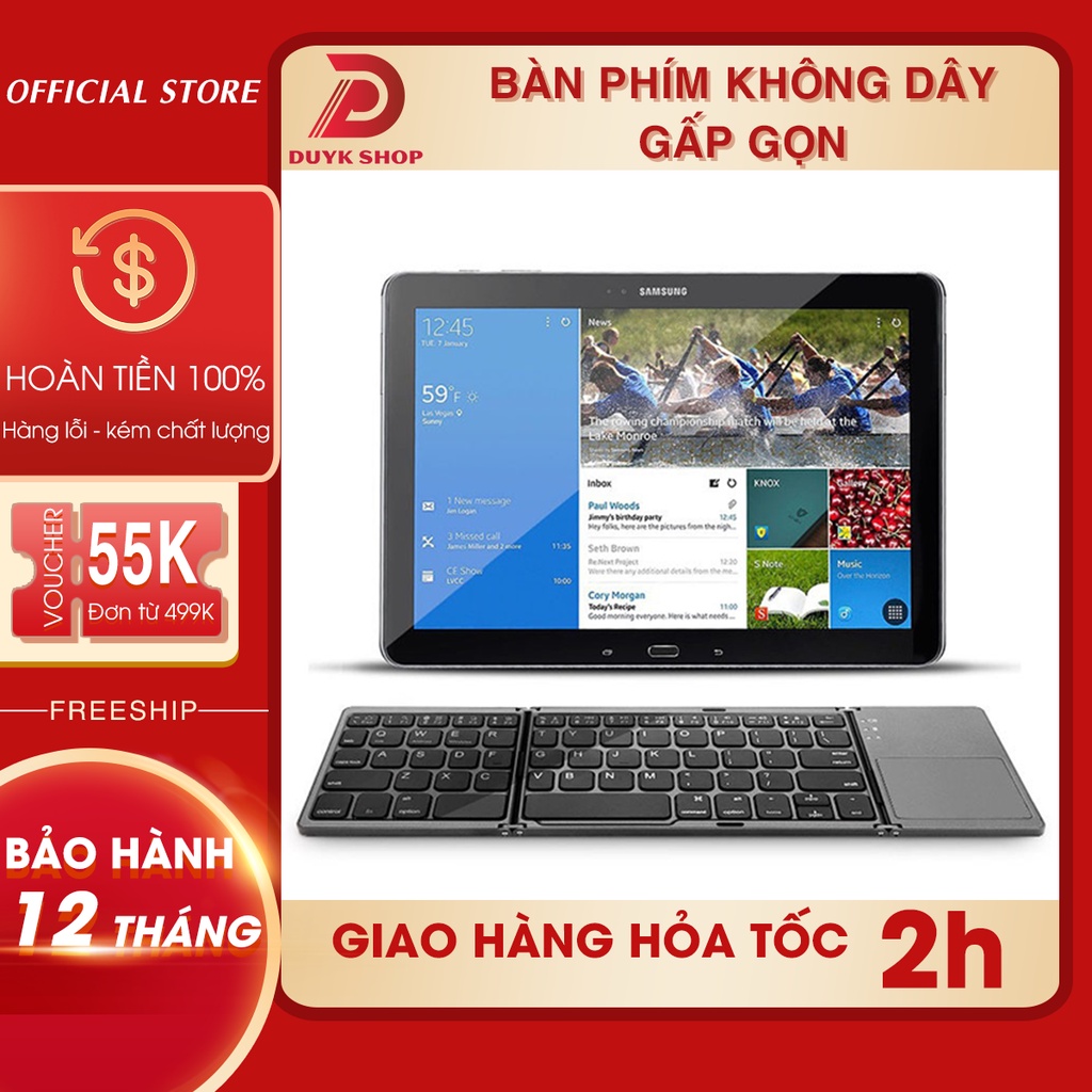 Bàn phím không dây tích hợp chuột B033 gấp gọn kết nối BLUETOOTH với mọi hệ điều hành - Bàn phím Bluetoothh hàng mới