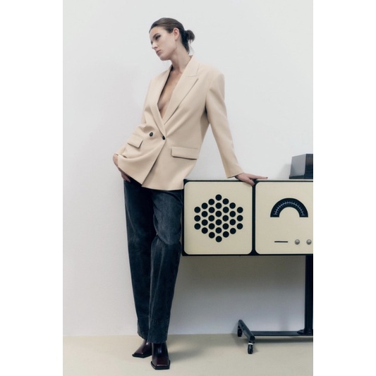 Order áo blazer xuất dư ZARA của nữ Áo vest oversize dáng blazer vạt đắp chéo