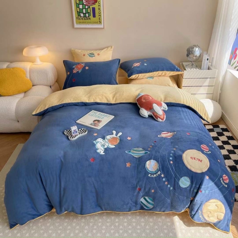 Tổng hợp set ga nỉ nhung IGUN BEDDING cao cấp kèm gối decor