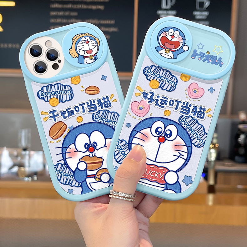 Ốp lưng iphone nắp trượt tròn mèo ú Dora.emon lucky cute 6/6splus/7/7plus/8/8plus/x/xs/11/12/13/14/pro/max/plus/promax