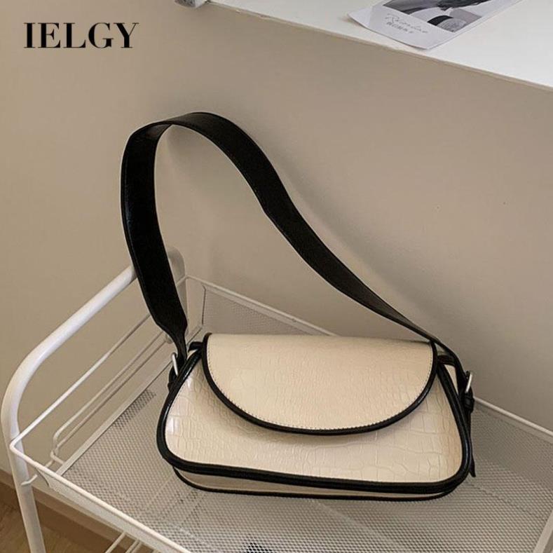 Túi xách nữ da Túi đeo chéo phối màu đơn giản hoạ tiết da cá xấu ! "