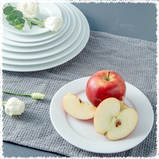 Đĩa bằng sứ long phương - đĩa sứ tròn trắng đáy bằng cỡ nhỏ