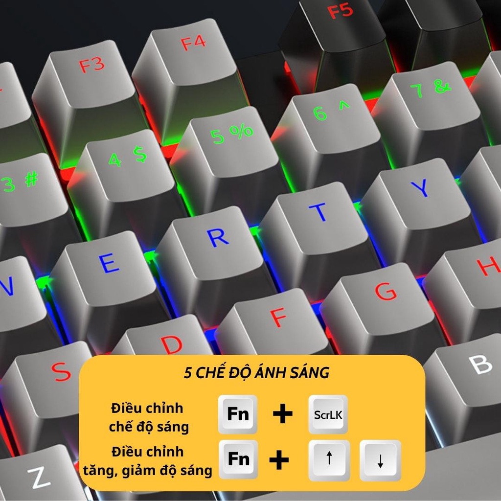 Bàn phím cơ ZK3 Blue switch Gaming Led RGB 5 chế độ nháy full size 104 phím - Bàn phím cơ 2