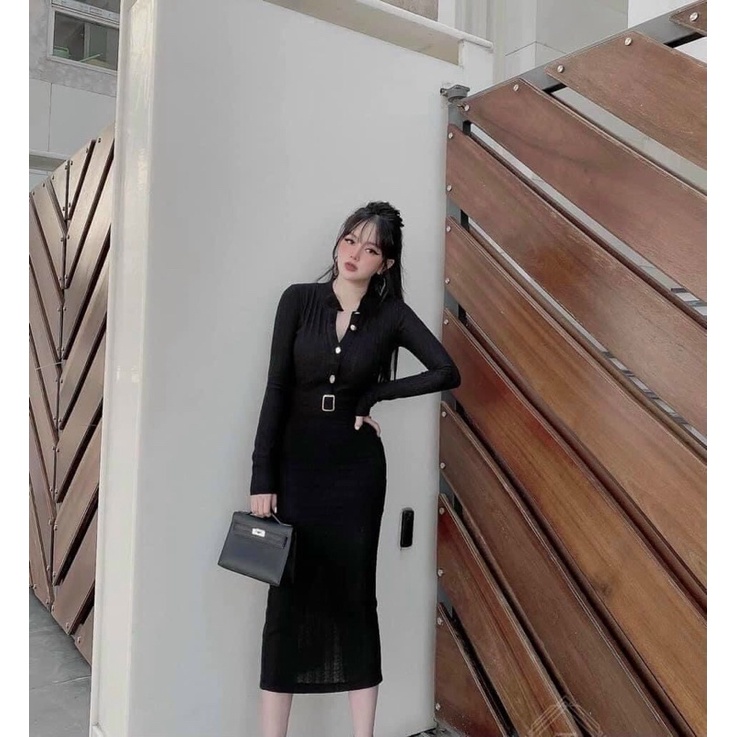 Váy len dạ dáng dài kèm đai siêu xinh(kèm ảnh thật)