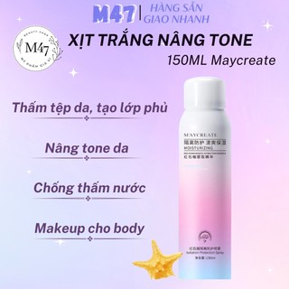 Xịt chống nắng nâng tone trắng da makeup body Maycreate 150ml nội địa Trung M47 beauty