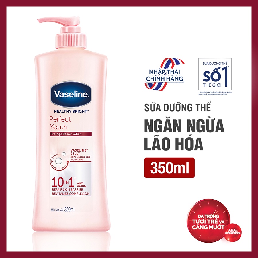 Sữa dưỡng thể trắng da VASELINE 350ml ( màu hồng )