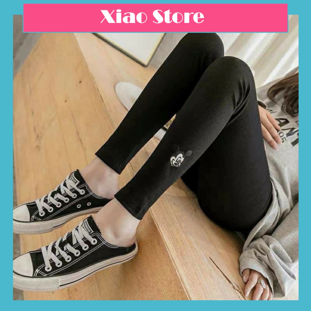 QUẦN LEGGING LEN TĂM MICKY  xiao - ullzang - ấm áp