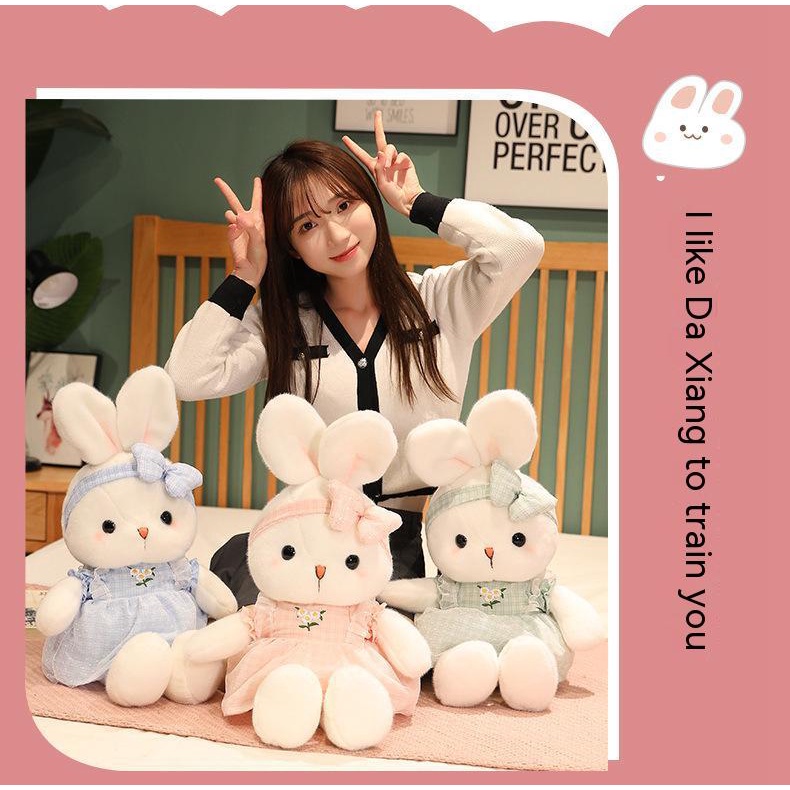 Thú Nhồi Bông Hình Thỏ Mặc Váy Dễ Thương Cho Bé Gái