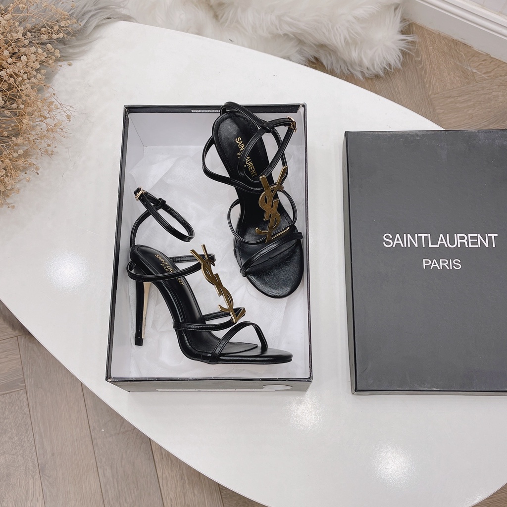 Sandal cao gót nữ tag đồng và vàng dây mảnh gót 10cm