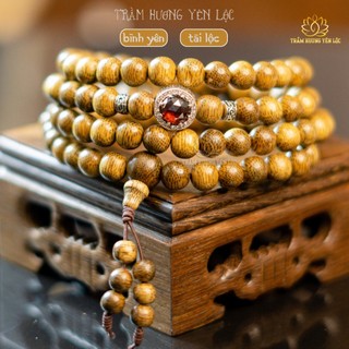 Vòng tay trầm hương 108 hạt mix đá minh nguyệt trầm hương yên lộc thyl021 trầm hương đủ kích thước nam nữ
