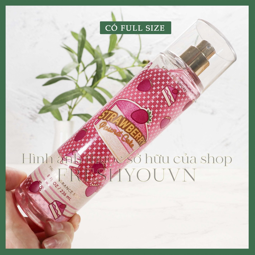 Strawberry Pound Cake - Full Xịt thơm toàn thân body mist Bath & Body Works - Ngọt