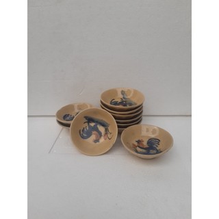 Chén nước chấm họa tiết gà trống bằng sành 20 cái