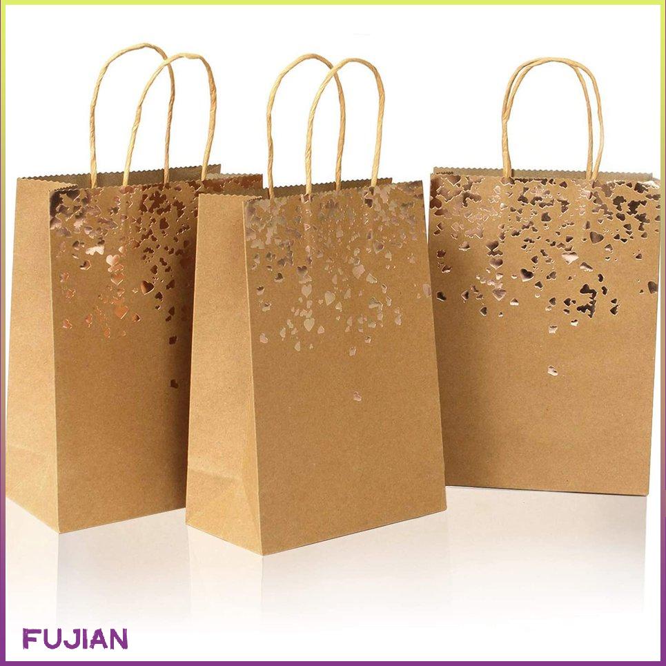 10 cái Túi Quà Tặng Giấy Kraft Có Tay Cầm Thể Tái Chế Da Màu Vàng Tình Yêu [H/9]