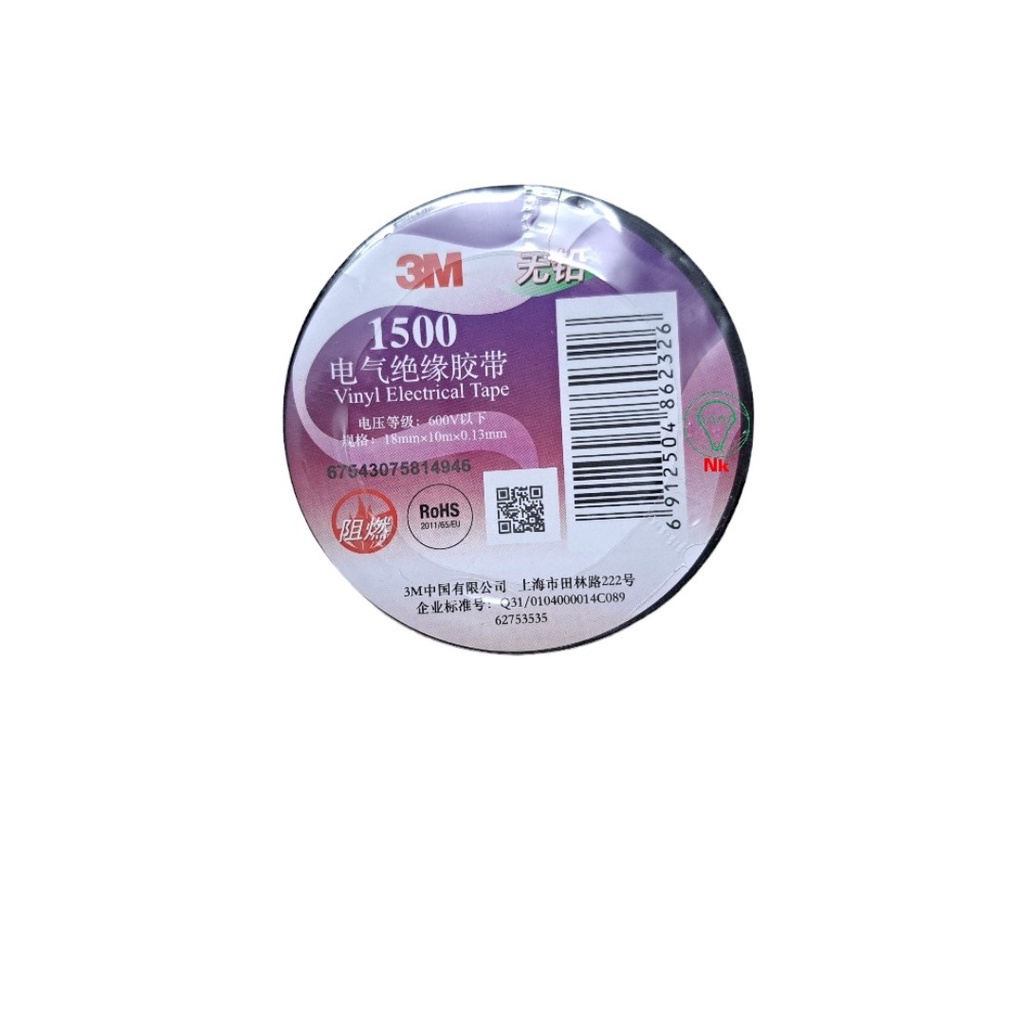 Băng keo 3M 1500, cách điện PVC đa năng, chống cháy không chì