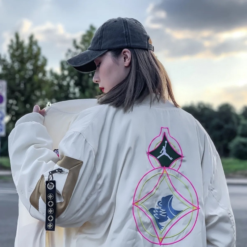 Áo Khoác Bóng Chày Thêu Chữ Nike100% Jordan Phiên Bản Giới Hạn Thời Trang Cho Nam