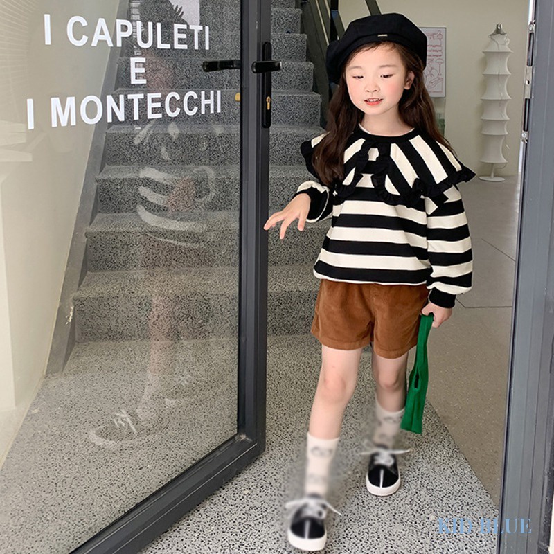 Quần Short Nhung Màu Sắc Đơn Giản Phong Cách Retro Cho Bé Gái