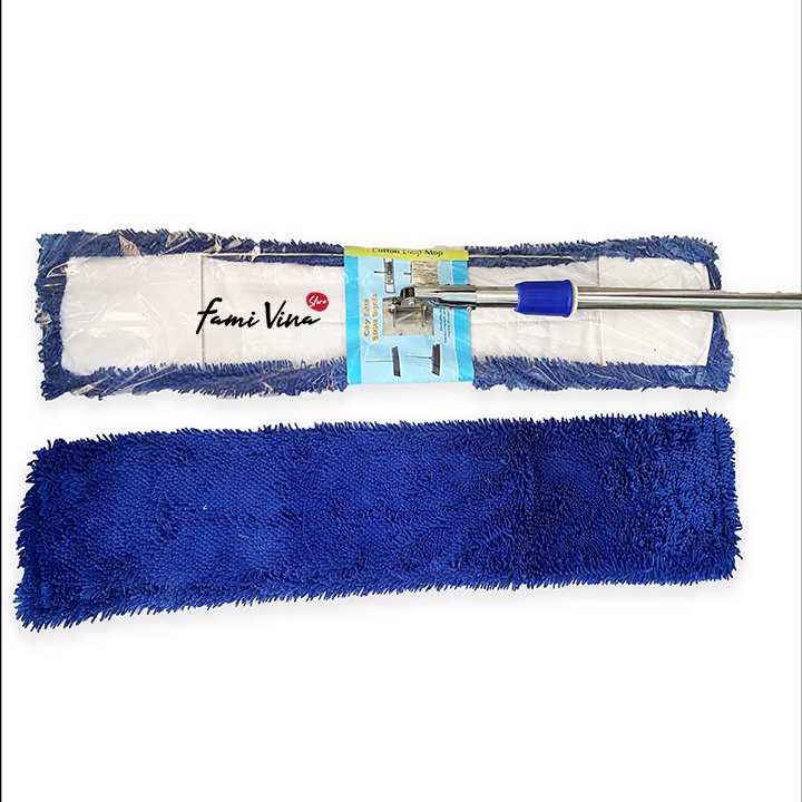 Cây lau nhà công nghiệp san hô 80cm-Chổi lau nhà tự vắt tấm lau Microfiber 360 thân cán inox siêu bền chắc chắn