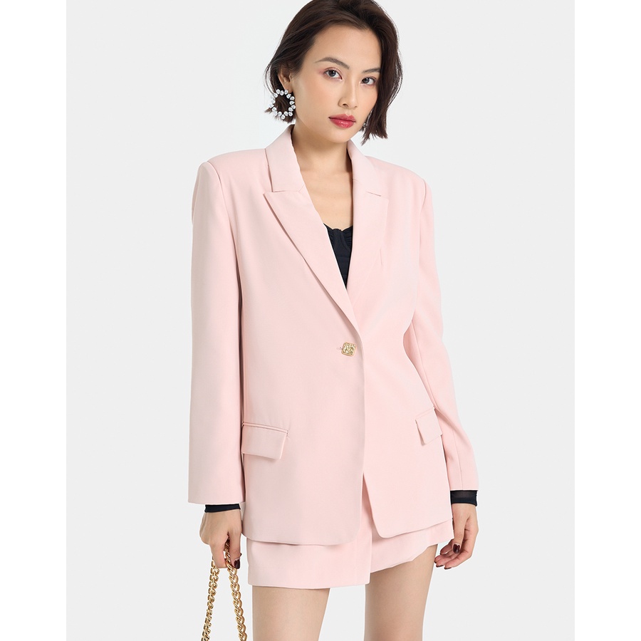 Áo Khoác Nữ Thời Trang JUNO Blazer Dáng Suông Dài JNKHC011