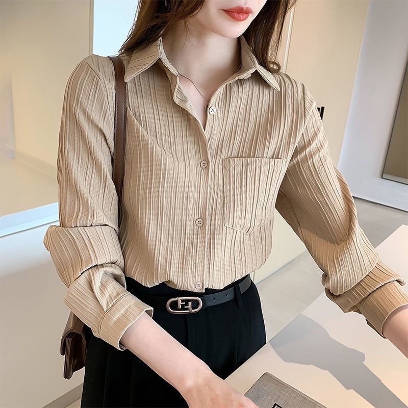 Áo Sơ Mi Nữ Tay Dài Kẻ Sọc Thời Trang Thanh Lịch Cho Nữ