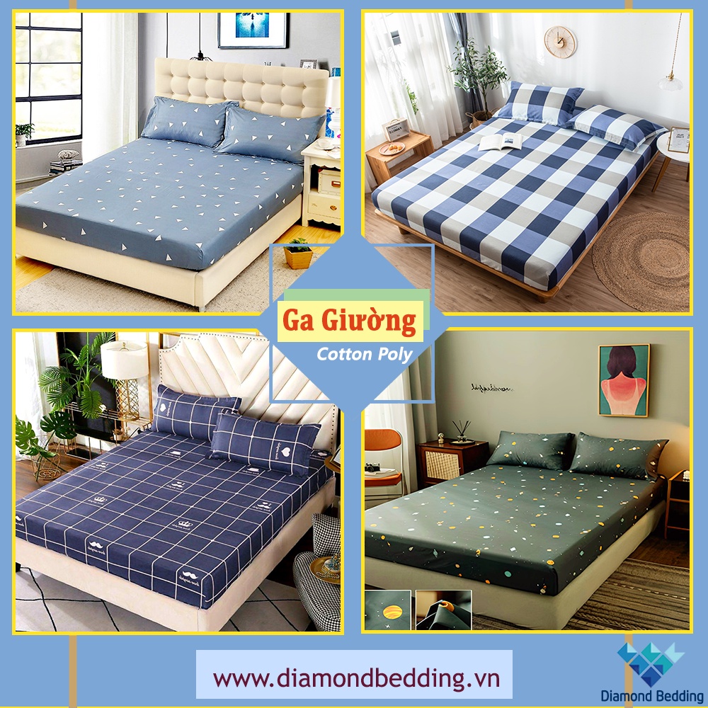 Ga Giường Cotton Poly, Drap Giường 💎m2/m4/m6/m8💎 (Chưa Kèm Gối) 4 Mùa Đáng Yêu - Diamond Bedding