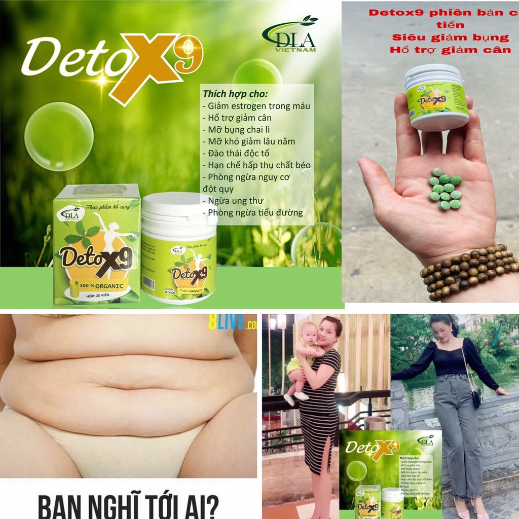 Detox X9 Giảm Mỡ Bụng, Hàng Chính Hãng Hộp 55 Viên