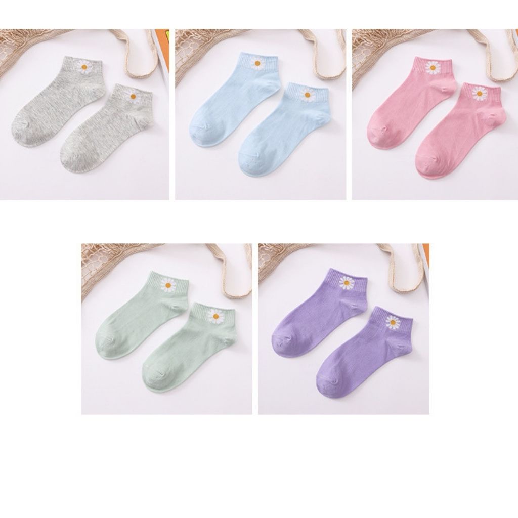 Tất nữ cổ ngắn chất liệu cotton mềm mại thông thoáng chống hôi chân,Vớ nữ họa tiết hoa cúc đẹp và dễ thương JOCOSI T5150